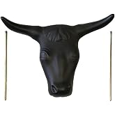 AJ Tack Full Size Steer Head Roping Dummy, 20" Horns | Steer Head Designed for Adult Ropers. Ideal for Daily Training. Includes Steel Rod Hay Bale Mount