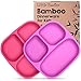 GET FRESH Bamboo Kids Divided Plates Set 2-Pack 3-Compartment Plates for Kids Meals Reusable Dinnerware