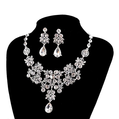 Hot Sale!Women Jewelry Set Daoroka Luxury Fashion Statement Bride Wedding Necklace And Earrings Jewelry (, White) - Thumbnail 2