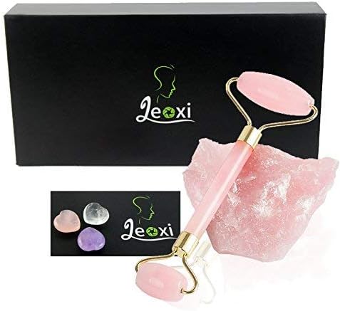 Jeoxi Jade Roller Massager Natural Rose Quartz Facial Roller Massage Body Slimming Tool with Luxury Box