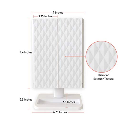 Lighted Makeup Mirror - 3-Color Dimmable Lighting Vanity w/ 32 LEDs, Tri-Fold Design - 1X 2X 3X Magnification, Smart… - Image 3