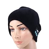 Bluetooth Beanie Hat for Men Women, Winter Washable Double Knit Music Cap, Wireless Stereo Headphone Headset Earphone with Speaker Mic, Handsfree for Running Hiking Skiing Fishing, Black