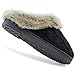 ULTRAIDEAS Women's Cable Knit Slippers with Memory Foam and Faux Fur Collar, Fuzzy Slip-on House Shoes with Anti-Skid Sole for Indoor/Outdoor