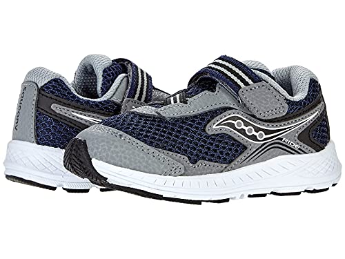 Saucony Ride 10 Jr Running Shoe, Navy/Grey, 8 US