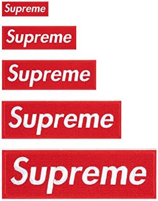 Calculs Iron on Patches Red & White 5 Pack Hip Hop Patches Sew on Multi-Sized Full-Embroidered DIY Appliques