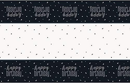 Glitz Black & Silver Happy Birthday Plastic Table Cover (137cm x 213cm) - Perfect Party Decor for Birthday - 1 Pc - Image 4