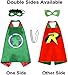 Superhero Capes for Kids, 8 Heroes Reversible Satin Capes and Masks for Dress Up Costumes (4 Cape, 8 Mask)