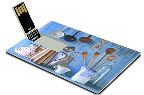 Luxlady 32GB USB Flash Drive 2.0 Memory Stick Credit Card Size various vintage kitchen utensils culinary cooking concept IMAGE 28449703