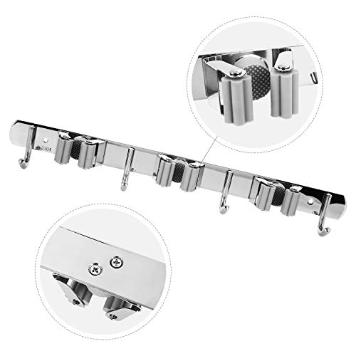 Lemecima Broom Organizer Wall Mount Garage Storage Heavy Duty Tools Hook Mop Brush Holder Cupboard Tidy Garden Tool Organizer Rake and Shovel Handle (Gray)