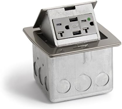 Lew Electric PUFP-CT-HOSPITAL-SS Kitchen Countertop Pop Up 20A Outlet with USB Charging