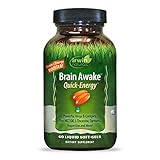Irwin Naturals Brain Awake Quick Energy Booster - Enhance Mental Performance, Focus, Clarity - Powerful Mega B Complex, MCT Oil, Ginkgo, L-Theanine & Huperzine - 60 Liquid Softgels