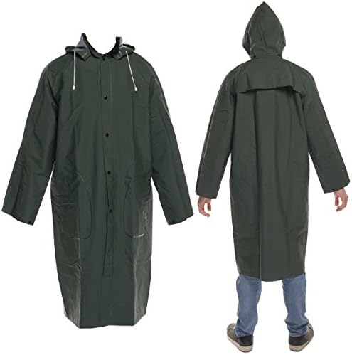Diamond Titan Men's Waterproof Long Raincoat With Removable Hood PVC Protection