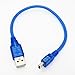 JIUWU Blue Short USB 2.0 A Male to Mini 5Pin B Male Data Charging Cable 30cm