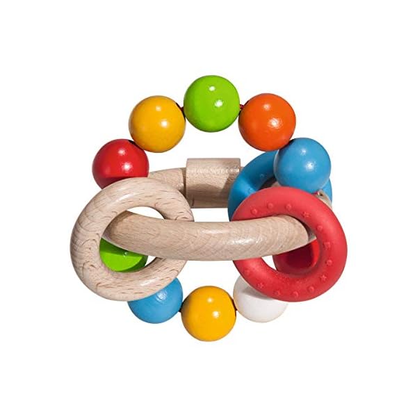 Eichhorn 100017040 - Baby 3D Greifling, 9,5x9cm, FSC 100% Zertifiziertes Buchenholz Bunt