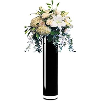 Amazon Com Cys Excel Hand Blown Black Glass Cylinder Vase Flower