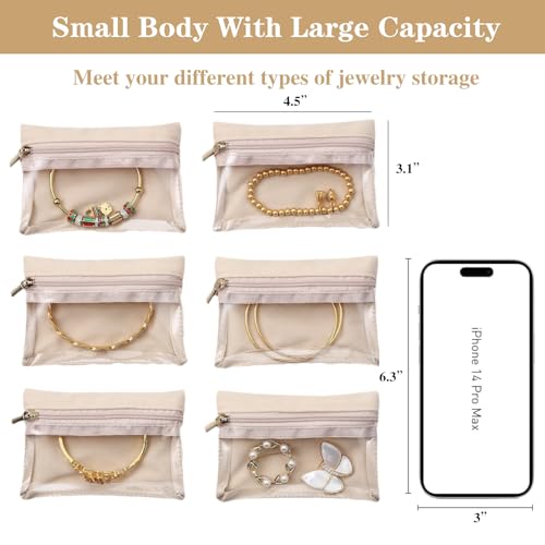 SUSOO 12 Pcs Portable Travel Jewelry Pouch, Velvet Jewelry Organizer Case with Clear Zipper Pocket, Women and Girls Small Storage Bag for Zipper Pouch Rings and Earrings Necklace（12cmx8.5cm/4.7″x3.4″）