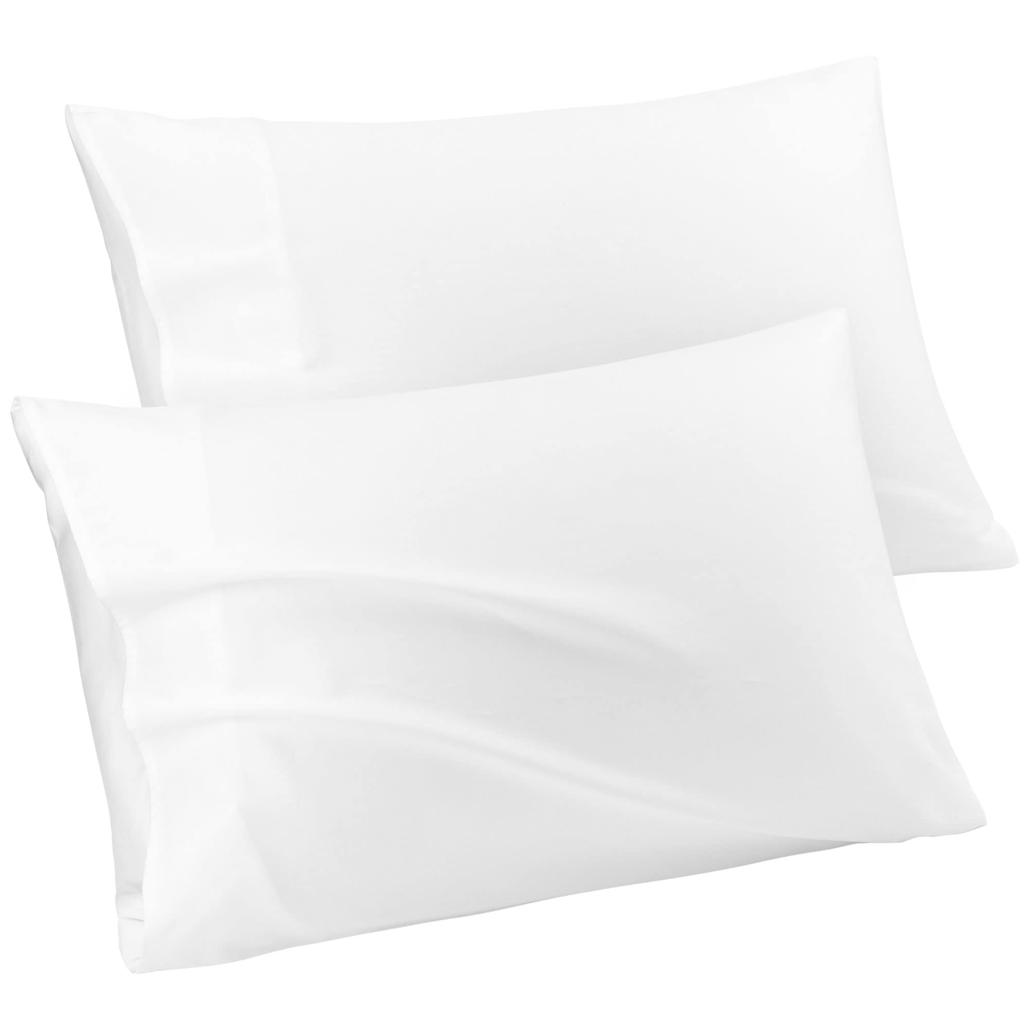 PiccoCasa 100% Cotton Pillowcases 2 Pack, Soft and Breathable Egyptian Cotton Pillow Cases with Envelope Closure Bedroom Modern Hotel Bed Pillow Cases White 50 x 90cm
