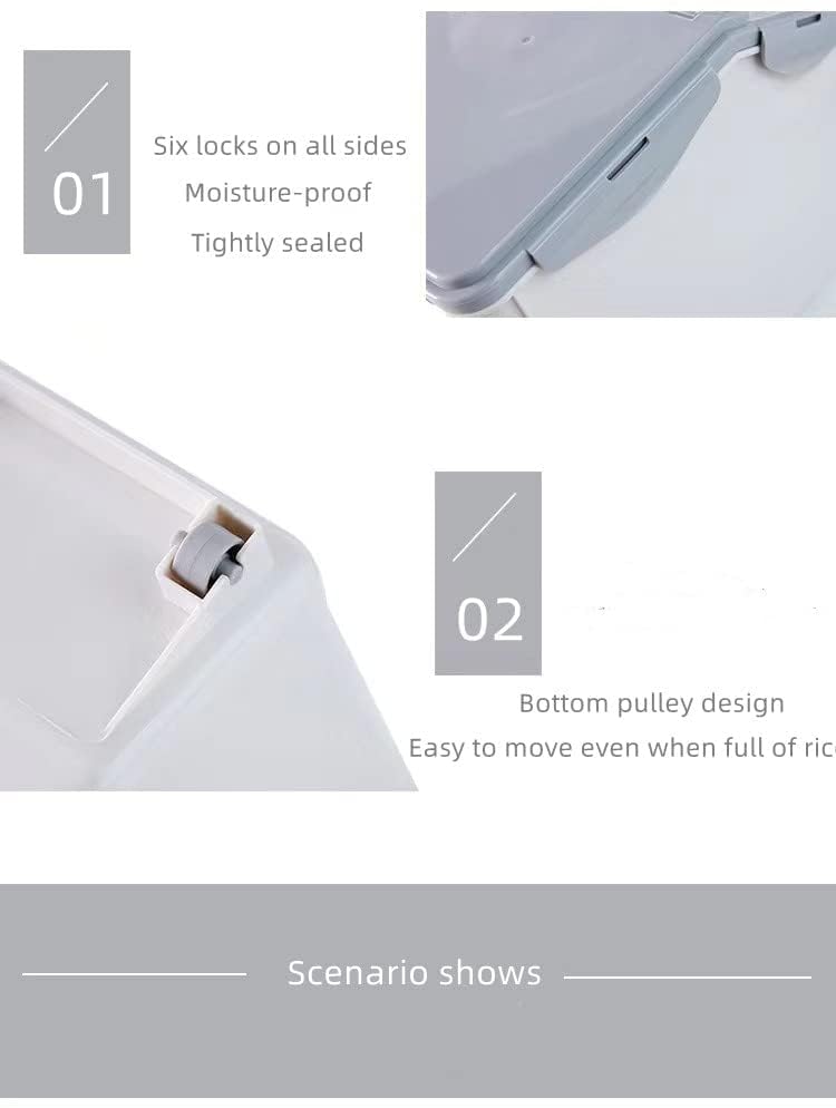 Extra Large 15KG Food Containers, Rice Bucket, Food Storage Bins with Lids & Scooper, Airtight Kitchen Storage Containers to Store Dry Food, Food Storage Container 9KG