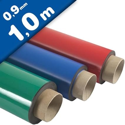 Magnetfolie farbig beschichtet 0,9mm x 60cm x 100cm, Meterware, Farbe:rot