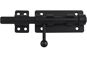 BAO YI LAI Barrel Bolt Latch, 6.3" Heavy Duty Gate Latch Slide Lock Solid 304 Stainless Steel Bolt Lock for Inside Door, Finished Shed Door Latch (1 Pack, Black)