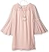 Amy Byer Girls' Big Bell Sleeve Dress with Lace Trim and Necklace