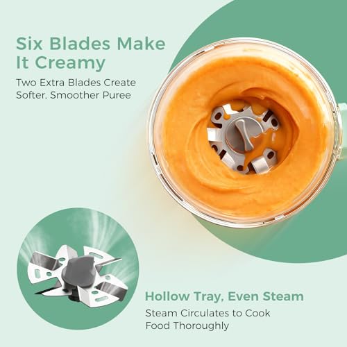 Momcozy AutoMeal Baby Food Maker – One-Step Auto Steam & Blend Food Processor, 15oz Large Cup & 6-Blade Design, Self-Cleaning, Auto 3-Stage Texture Settings for Effortless Homemade Baby Puree