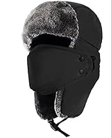 Mysuntown Unisex Winter Trooper Hat Hunting Hat Ushanka Ear Flap Chin Strap and Windproof Mask (Black)