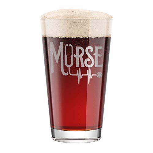 BadBananas - Gift For Male Nurses - Murse - Funny Nurse Gifts For Men - 16 oz Pint Beer Glass with Metallic Silver Ink