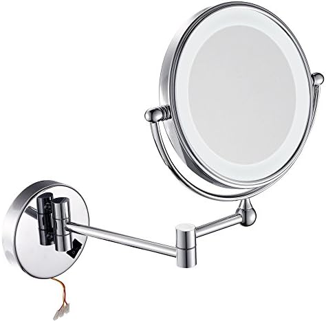 GuRun Wall Mount Magnifying Mirror With Light,7x Magnification,8 inches,Chrome Finish M1805D (8 inch switch,7)