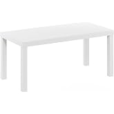 Furinno CLASSIC Coffee Table, Modern Rectangle Printer Stand, White | 1.8" Triple Thick Tabletop, Toolless Assembly, Side Table, for Living Room, Home Office