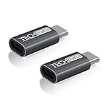 TechMatte USB-C to Micro USB Adapter Convert Connector for Galaxy Note 8, S8, S8 Plus+, Google Pixel, Nexus 5X, 6P, OnePlus 5, with 56K Resistor; Approved to Meet USB-C Standard (2-Pack, Aluminum Gray)
