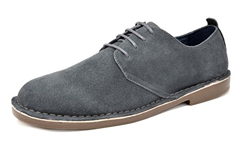 BRUNO MARC MODA ITALY FRANCISCO-LOW Men's Casual Genuine Suede Leather Classic Lace Up Oxfords Shoes GREY SIZE 8.5