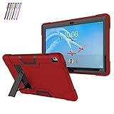 Cherrry for Lenovo Tab P10 (TB-X705F /TB-X705L) 10.1 Inch Tablet Case,Heavy Duty Shockproof Hybrid Rugged Hard Armor Full Body Protective Case Build in Kickstand+Stylus Pen (Red/Black)