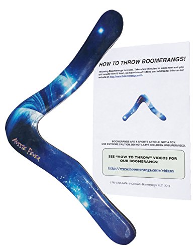 Aussie Fever Space Boomerang. Hand Crafted Australian Boomerangs with Very Cool Outer Space Art. Terrific Gifts for Teenagers and Adults.