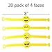MelonBoat Emoji Rubber Wristband Bracelet for Kids, Set of 20, 4 Designs Value Pack