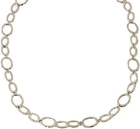 Miss Mimi - Womens Classic Vintage Connecting Circle Oval Links - Chain Statement Stranded Long Necklace (Silver Link 2)