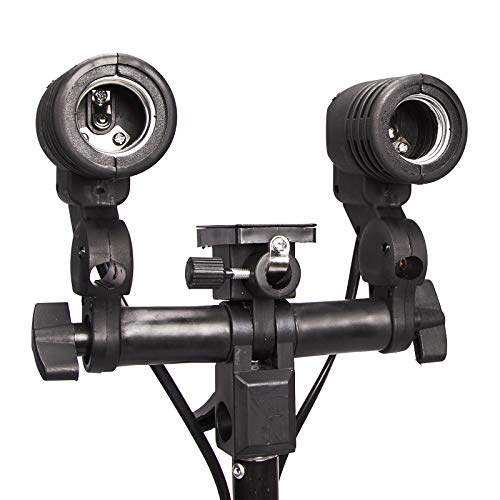 2in1 E27 Stativaufsatz doppel Lampenfassung Lampenhalterung Lampenhalter inkl. Halterung Schirmhalter für Studio Foto Video Softbox Regenschirm Blitz