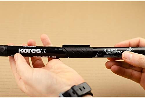 - K-Marker XP2: Farbige Permanent Marker Stifte, Keilspitze mit wasserfester und geruchsarmer Tinte, für alle Oberflächen, Einzelpackung mit 6 farbigen Stiften