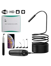 Endoscopio inalámbrico Borescope semirrígido flexible cámara de inspección, WiFi 0.315 in 1200P 2.0 Megapíxeles HD Snack cámara para Android y dispositivos iOS (16,4 pies)