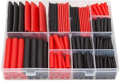 Moongirl 198Pcs 3:1 Heat Shrink Tubing Double-Wall Adhesive Lined Shrink Wrap Tubing Assortment Kit 7 Size 1" 3/4" 1/2" 3/8" 1/4" 3/16" 1/8" Mix Black Red