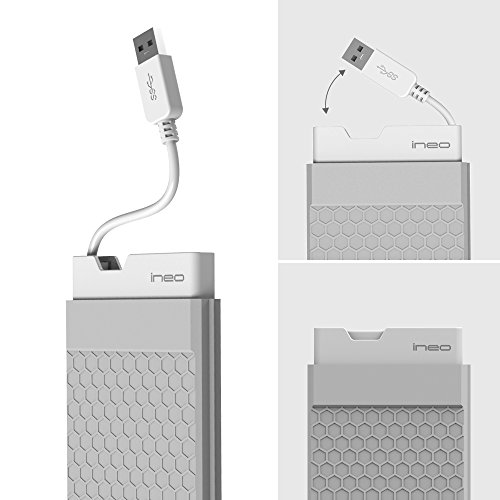 ineo USB 3.0 Tool-free External Hard Drive Enclosure for 2.5 inch 9.5mm & 7mm SATA HDD SSD with UASP Supported and Screwless [T2578] - Thumbnail 2
