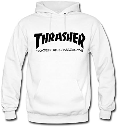Men's Thrasher Skateboard Hoodies Rock Music O Neck Hoody Sweatshirt Small White
