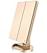 Tri-Fold Lighted Vanity Makeup Mirror with 21 LED Lights, Touch Screen and 10X / 3X / 2X / 1X Magnification Mirror, Two power Supply Mode Tabletop Makeup Mirror,Travel Cosmetic Mirror (gold)