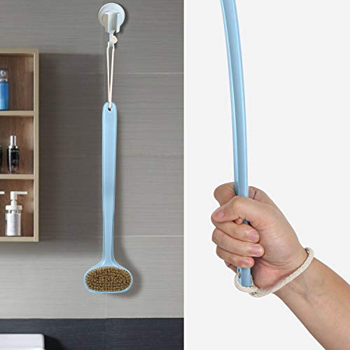 Body Brush for Dry or Wet Brushing,Stiff Bristles for Dry Skin Body Exfoliator, 18" Long Handle Shower and Bath Scrubber for Wash Brushing, Exfoliating,Leg Exfoliant Massage (Blue) - Thumbnail 4