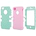 Majesticase® iPhone 4/4S Case - 3 Layers Diamante Bling Crystals Full Body Hybrid Armor Protection Cover + FREE Stylus in Green/Pink