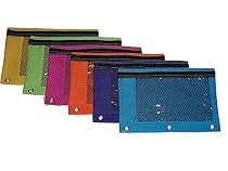 BAZIC True Bright Color 3-Ring Pencil Pouch w/ Mesh Window, 6 pcs