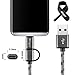 Miger (3Pack) 6.5Feet 2-in-1 Duo Cable, Micro B to Type A Data & Charging USB Cable with Type C Adapter for Devices with Type C USB or Micro USB Port (Gold+Gray+Silver)