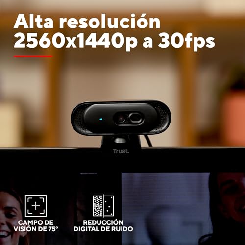 Trust Ovala Webcam 2K QHD with Microphone, Noise Reducer, USB-C/USB-A, Privacy Filter, 75° Viewing Angle, Fixed Focus 30 FPS, Web CAM for Mac Computer Windows Skype Zoom Teams, Black