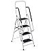 Giantex 2 in 1 Non-slip Step Ladder Folding Stool w/Anti-Slip Handrails Grip and Additional Metal Bars 4 Step Ladder for Home and Office Use 62.5''H