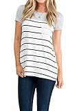 Imily Bela Women's Short Sleeve Colorblock Lace Patch Pocket T Shirt Tees (X-Large, Grey)